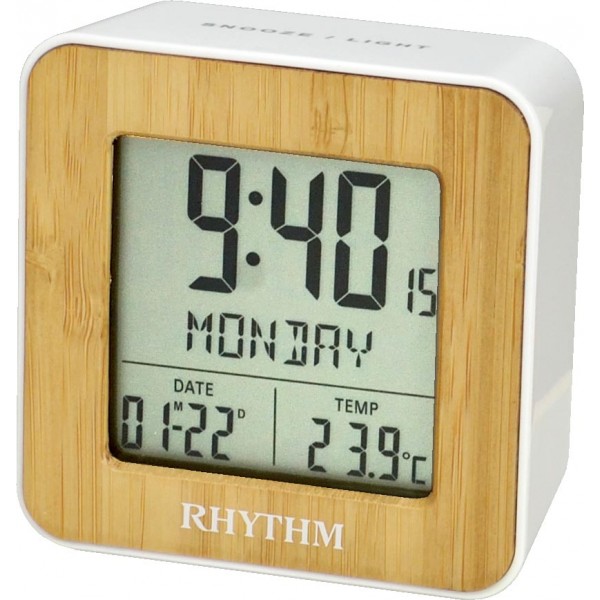Rhythm(Japan) White Plastic Imported BEEP Alarm, Snooze Clock